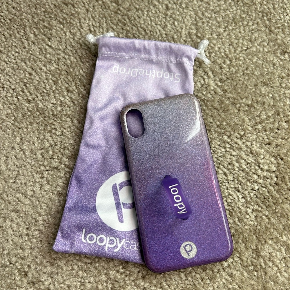 Great Condition IPhone XS Purple Ombré Glitter Loopy Case